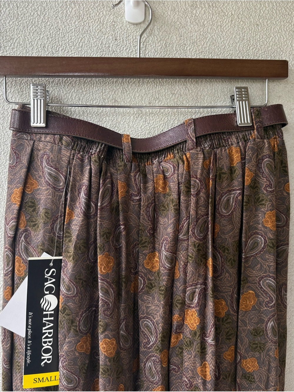 NWT Sag Harbor Fall Festival Paisley Belted Midi Skirt S - Picture 5 of 8